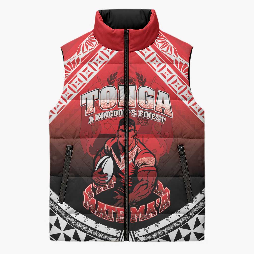 Custom Rugby Tonga MMT Sleeveless Puffer Jacket Mana O Tonga - Polynesian Pride