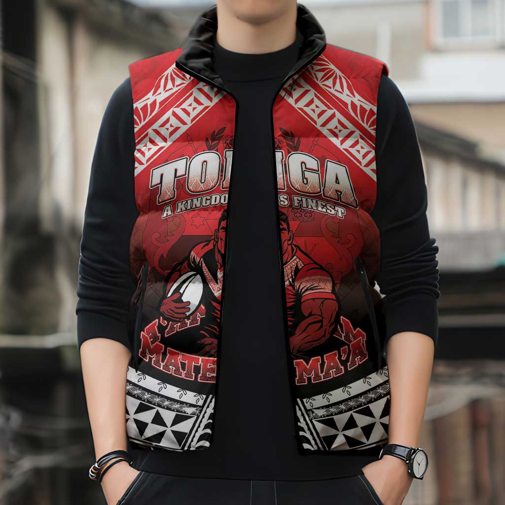Custom Rugby Tonga MMT Sleeveless Puffer Jacket Mana O Tonga - Polynesian Pride