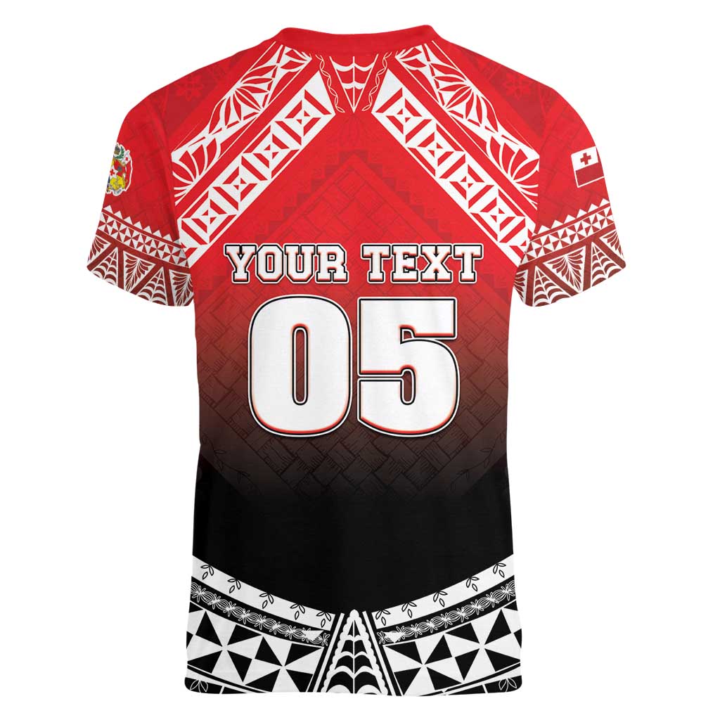 Custom Rugby Tonga MMT Women V-Neck T-Shirt Mana O Tonga - Polynesian Pride