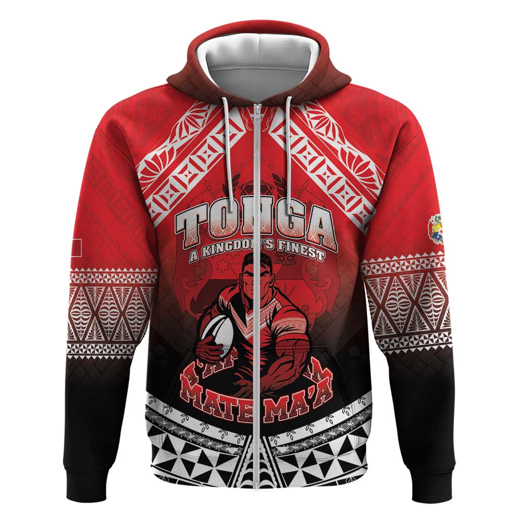 Custom Rugby Tonga MMT Zip Hoodie Mana O Tonga - Polynesian Pride
