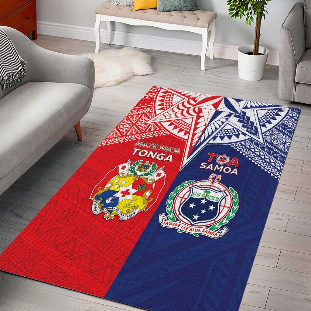 Rugby Samoa And Tonga Area Rug Toa Samoa With Mate Maa - Polynesian Pride