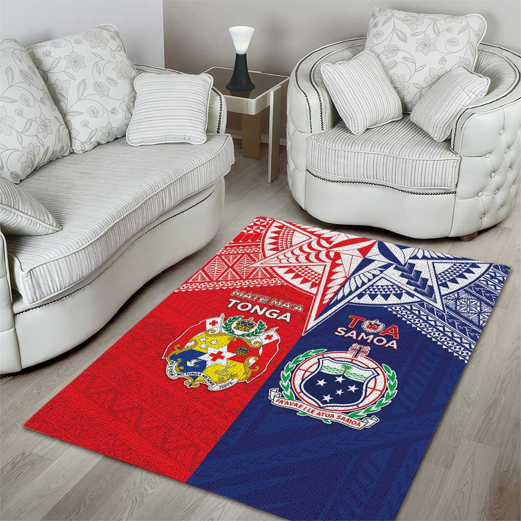 Rugby Samoa And Tonga Area Rug Toa Samoa With Mate Maa - Polynesian Pride