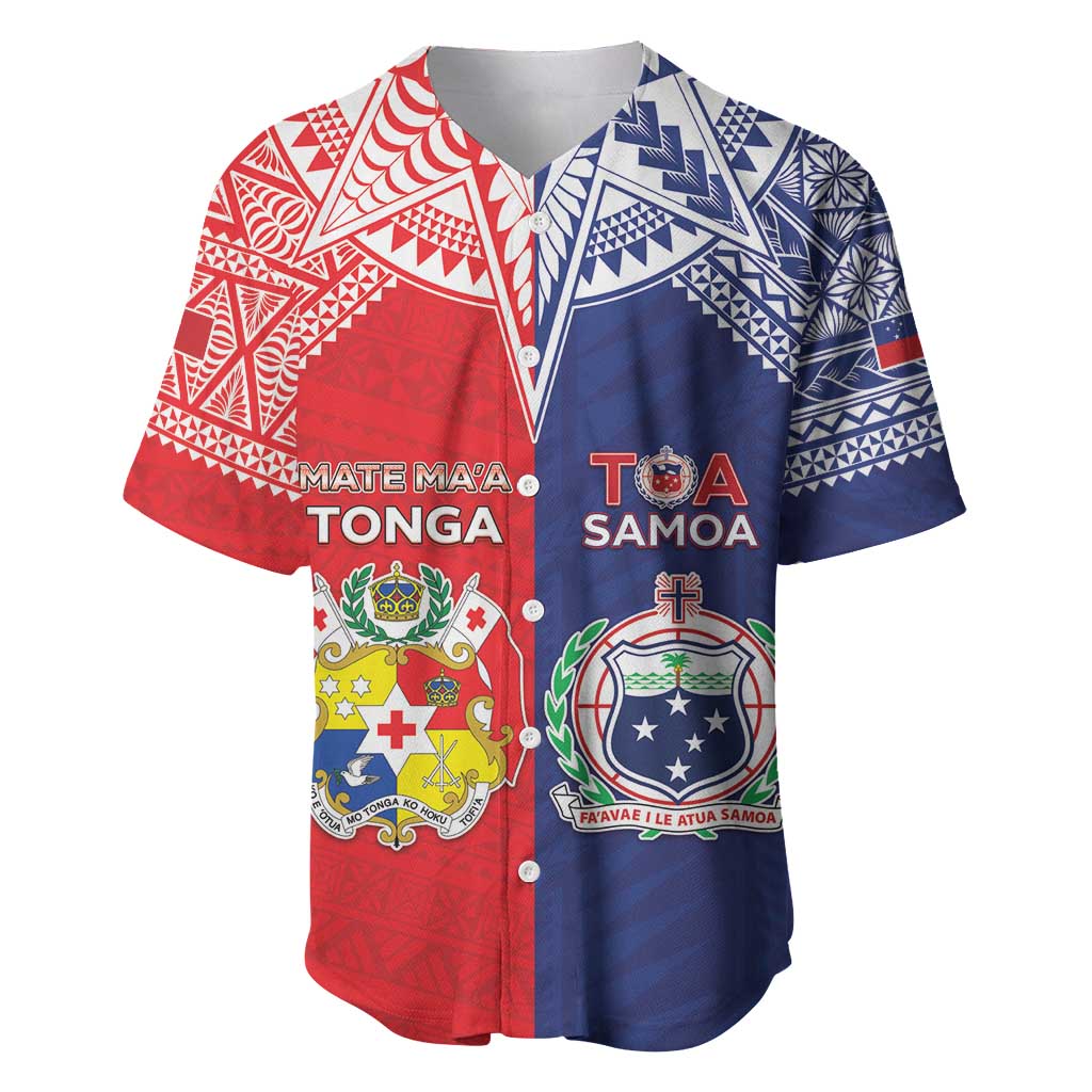 Custom Rugby Samoa And Tonga Baseball Jersey Toa Samoa With Mate Maa - Polynesian Pride
