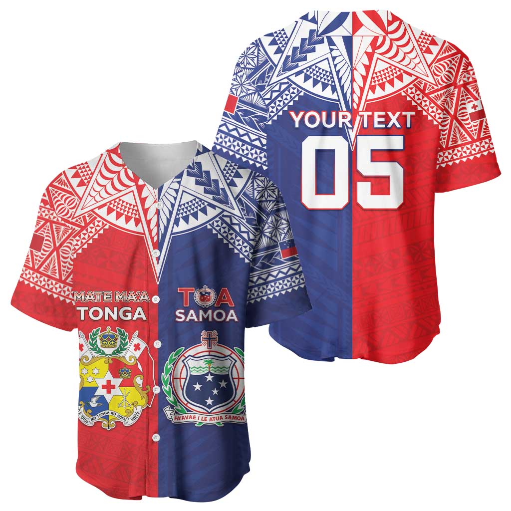 Custom Rugby Samoa And Tonga Baseball Jersey Toa Samoa With Mate Maa - Polynesian Pride
