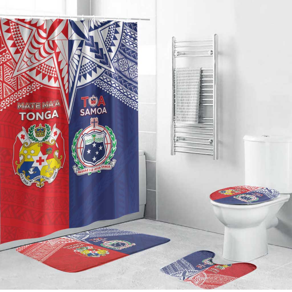 Rugby Samoa And Tonga Bathroom Set Toa Samoa With Mate Maa - Polynesian Pride