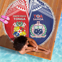 Rugby Samoa And Tonga Beach Blanket Toa Samoa With Mate Maa - Polynesian Pride