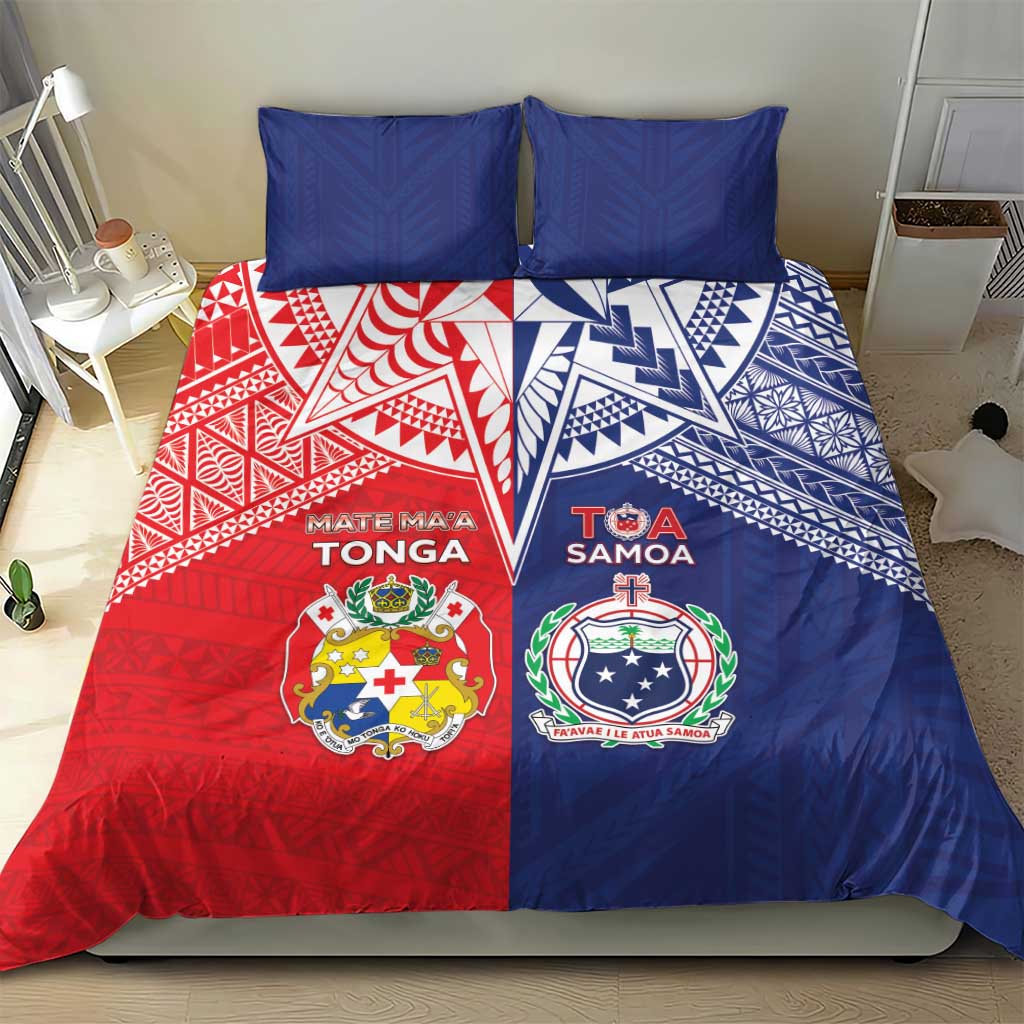 Rugby Samoa And Tonga Bedding Set Toa Samoa With Mate Maa - Polynesian Pride