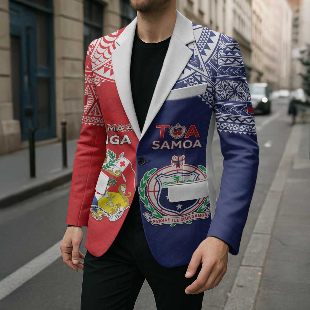 Custom Rugby Samoa And Tonga Blazer Toa Samoa With Mate Maa - Polynesian Pride