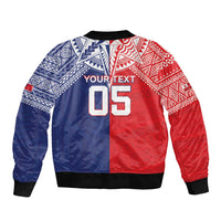 Custom Rugby Samoa And Tonga Bomber Jacket Toa Samoa With Mate Maa - Polynesian Pride