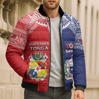 Custom Rugby Samoa And Tonga Bomber Puffer Jacket Toa Samoa With Mate Maa - Polynesian Pride