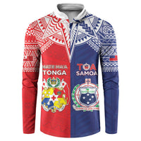 Custom Rugby Samoa And Tonga Button Sweatshirt Toa Samoa With Mate Maa - Polynesian Pride