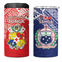 Custom Rugby Samoa And Tonga 4 in 1 Can Cooler Tumbler Toa Samoa With Mate Maa - Polynesian Pride
