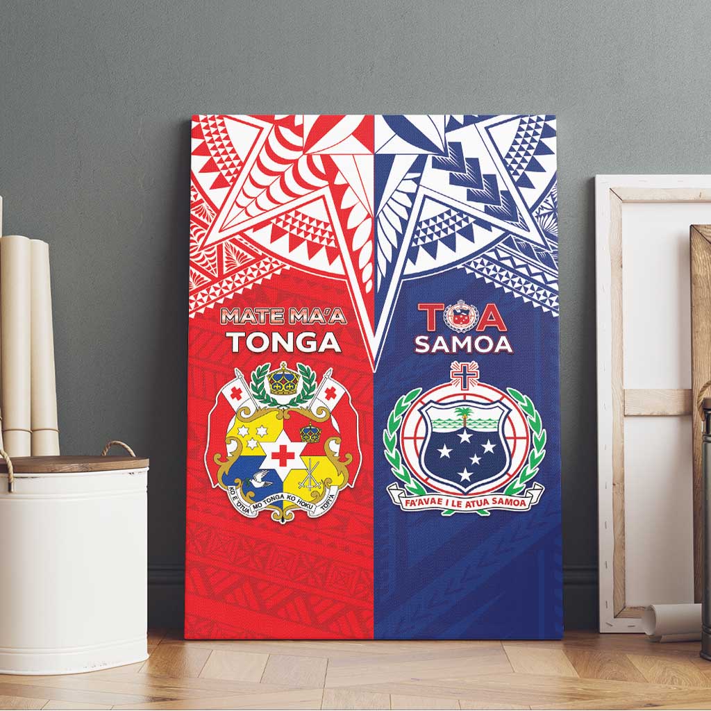 Rugby Samoa And Tonga Canvas Wall Art Toa Samoa With Mate Maa - Polynesian Pride