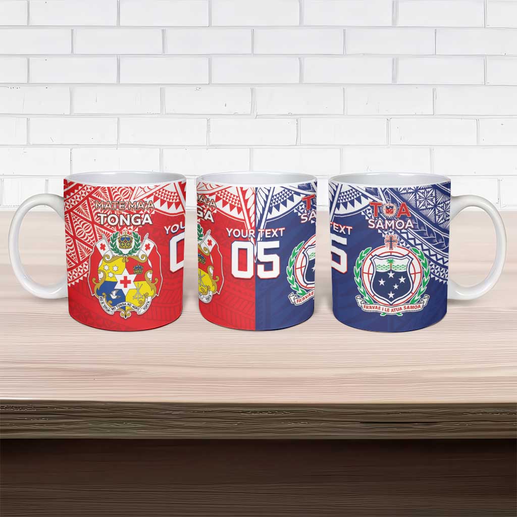 Custom Rugby Samoa And Tonga Ceramic Mug Toa Samoa With Mate Maa - Polynesian Pride