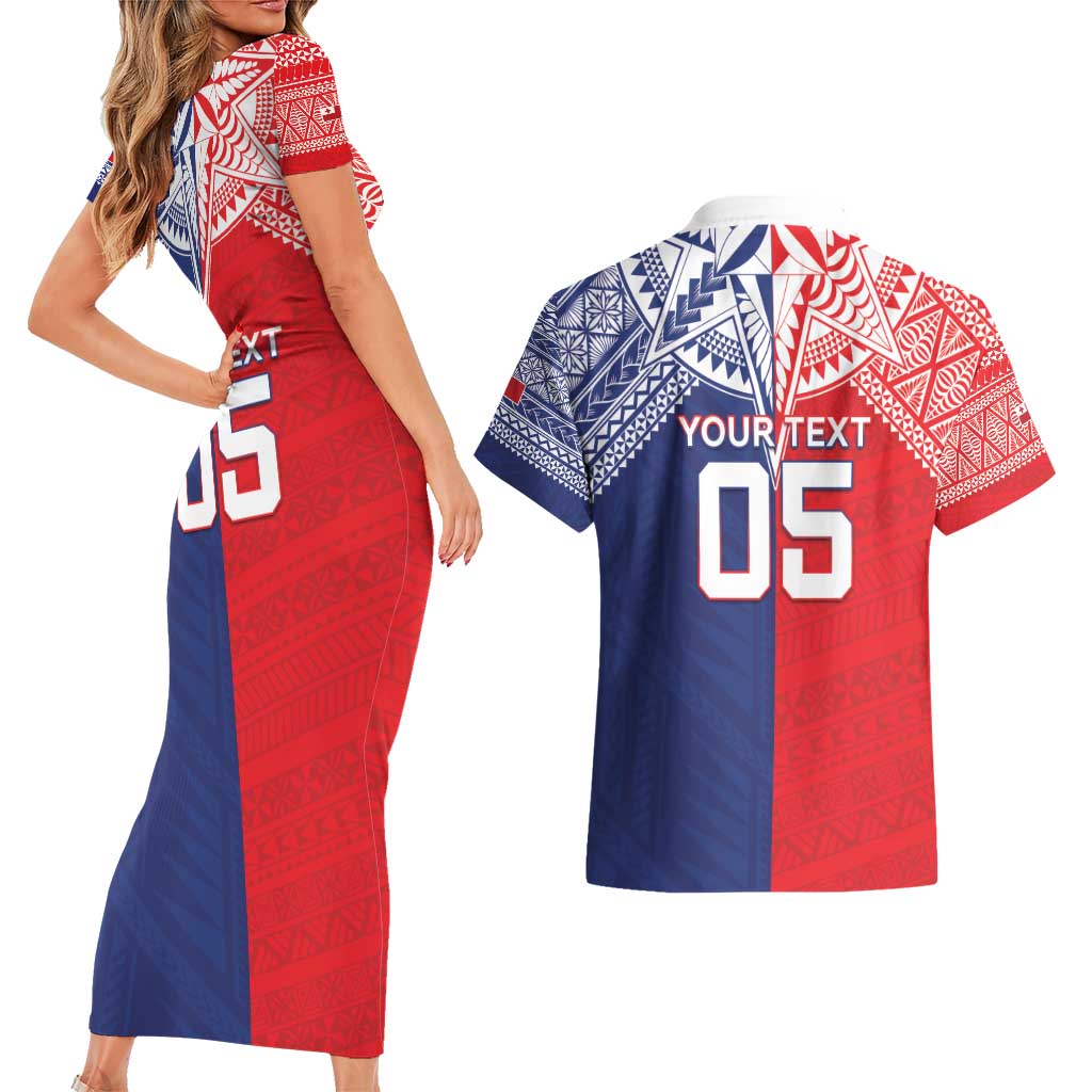 Custom Rugby Samoa And Tonga Couples Matching Short Sleeve Bodycon Dress and Hawaiian Shirt Toa Samoa With Mate Maa - Polynesian Pride