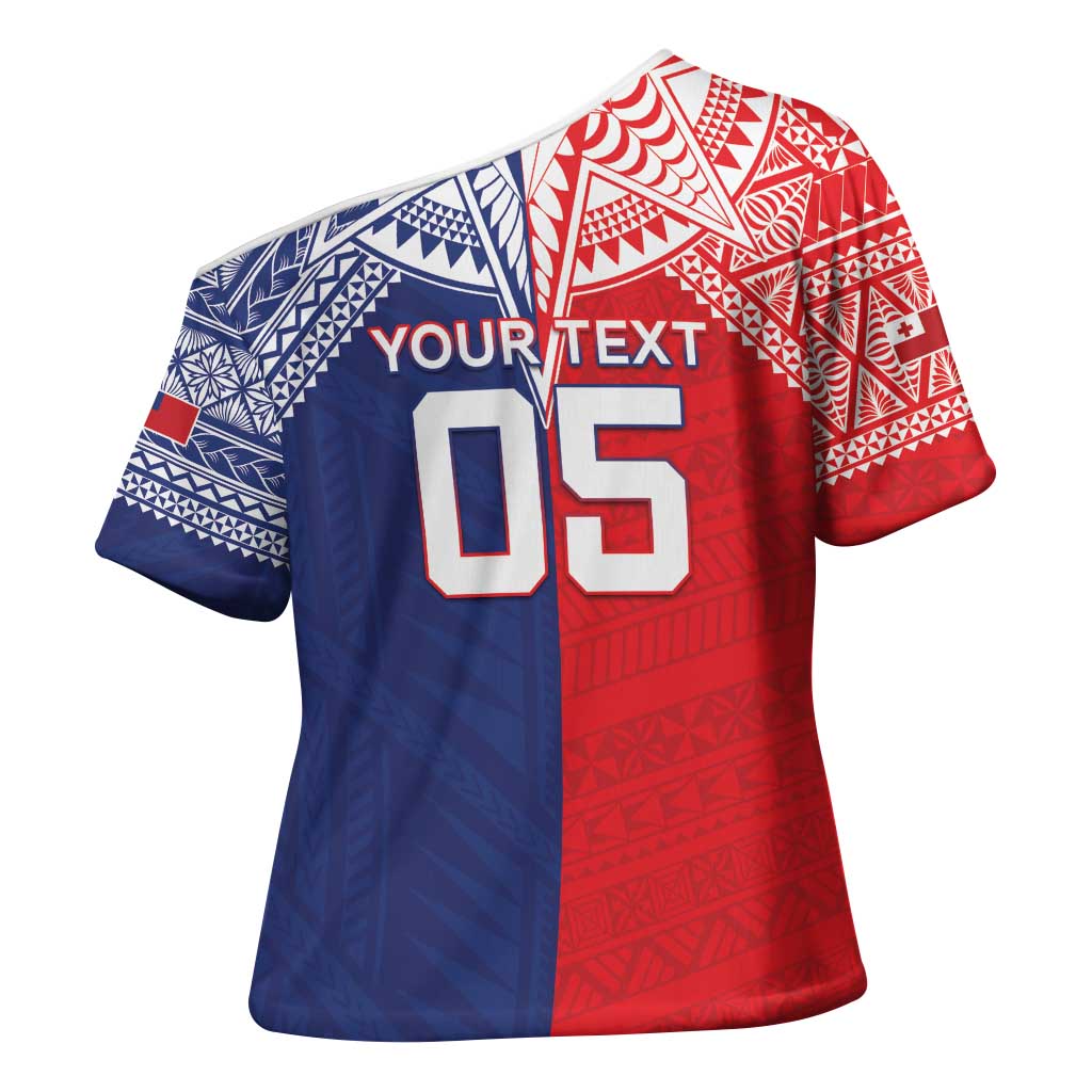 Custom Rugby Samoa And Tonga Cross Shoulder Shirt Toa Samoa With Mate Maa - Polynesian Pride