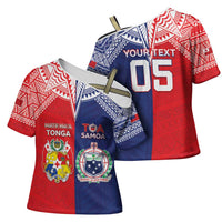 Custom Rugby Samoa And Tonga Cross Shoulder Shirt Toa Samoa With Mate Maa - Polynesian Pride