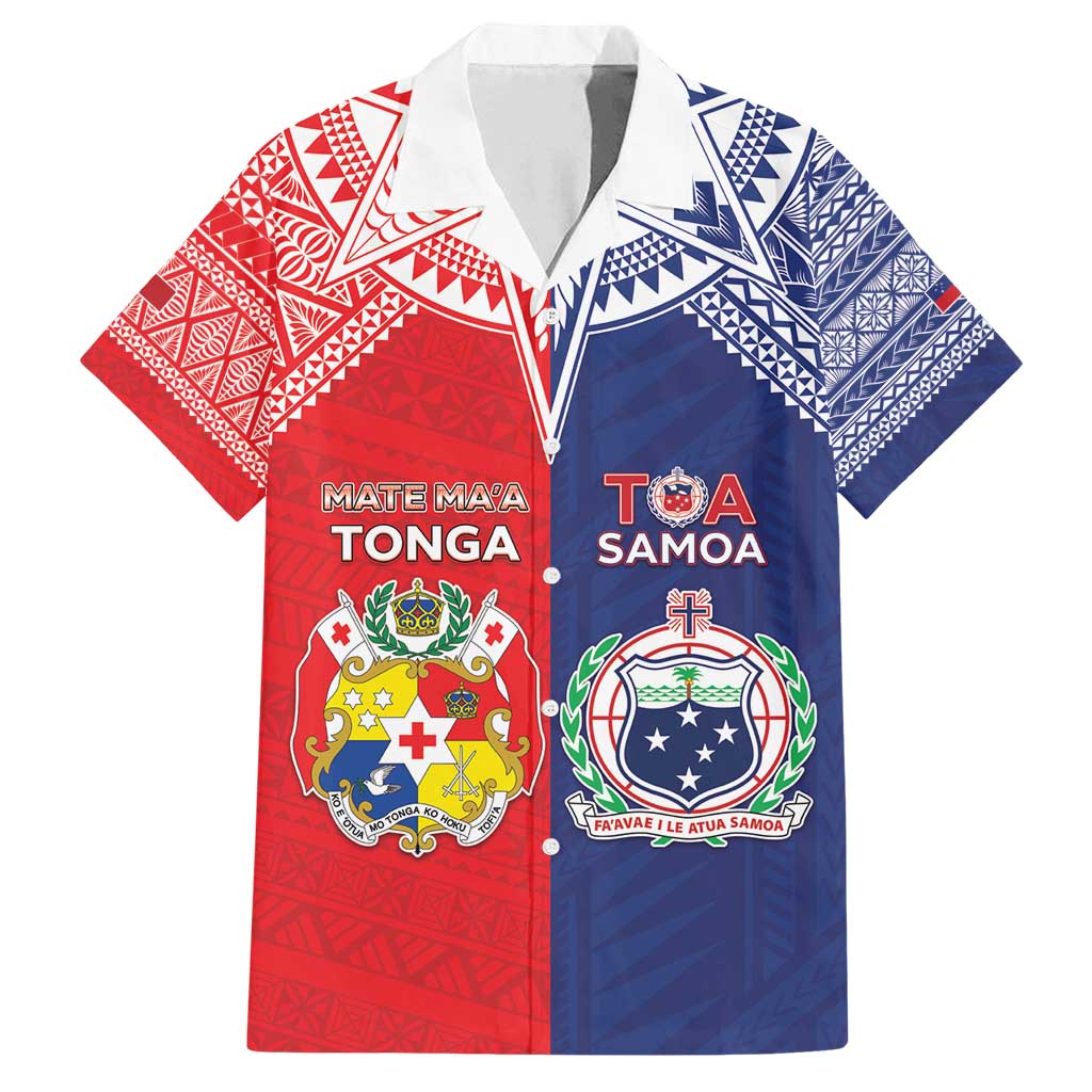 Custom Rugby Samoa And Tonga Family Matching Long Sleeve Bodycon Dress and Hawaiian Shirt Toa Samoa With Mate Maa - Polynesian Pride