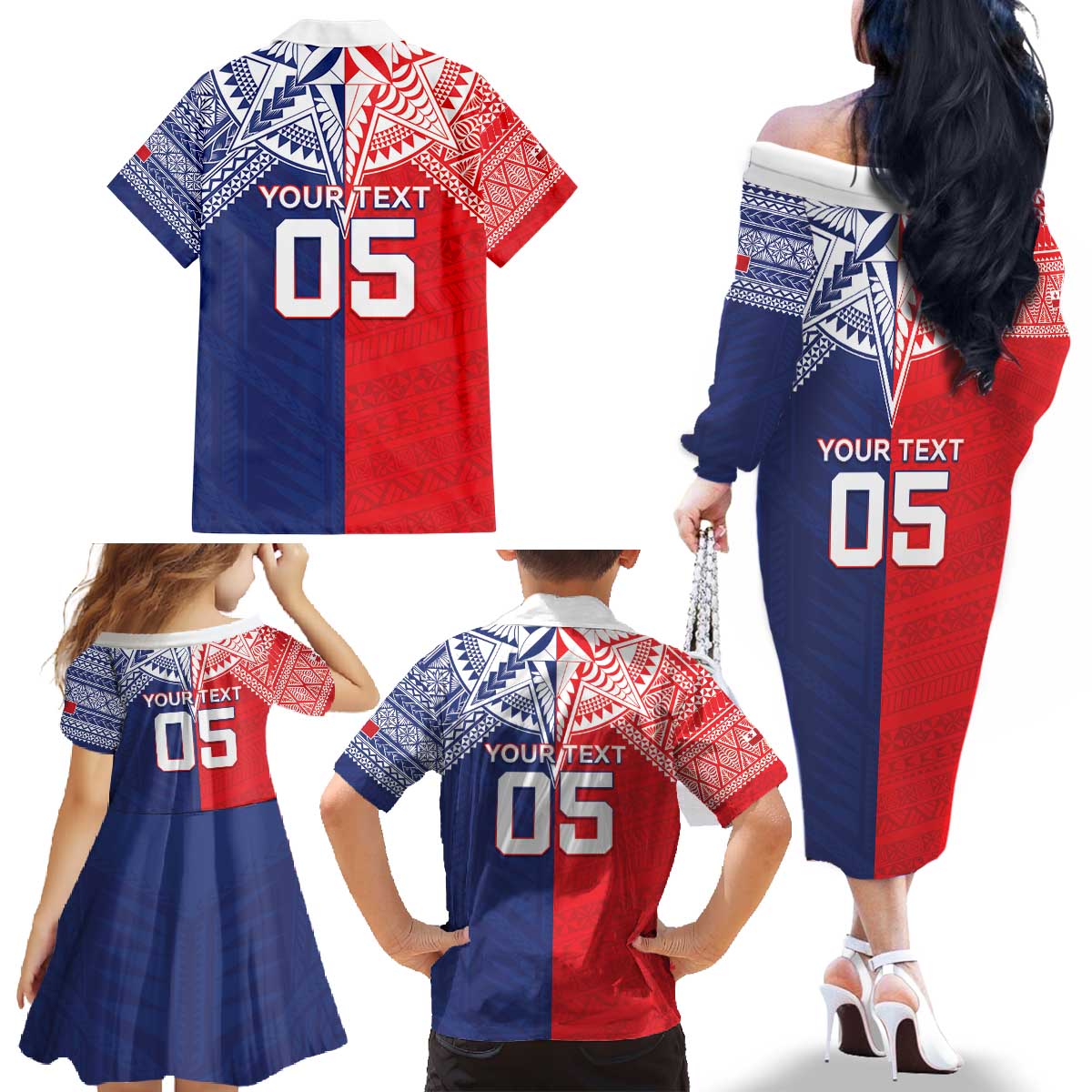 Custom Rugby Samoa And Tonga Family Matching Off The Shoulder Long Sleeve Dress and Hawaiian Shirt Toa Samoa With Mate Maa - Polynesian Pride
