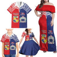 Custom Rugby Samoa And Tonga Family Matching Off Shoulder Maxi Dress and Hawaiian Shirt Toa Samoa With Mate Maa - Polynesian Pride