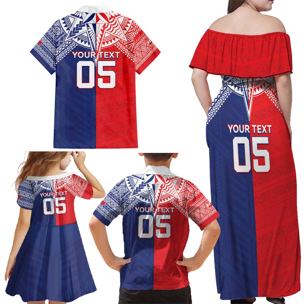 Custom Rugby Samoa And Tonga Family Matching Off Shoulder Maxi Dress and Hawaiian Shirt Toa Samoa With Mate Maa - Polynesian Pride