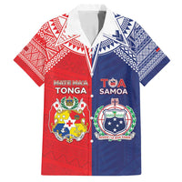 Custom Rugby Samoa And Tonga Family Matching Off Shoulder Maxi Dress and Hawaiian Shirt Toa Samoa With Mate Maa - Polynesian Pride