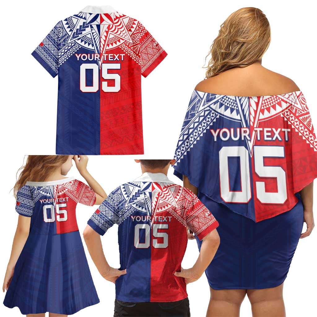 Custom Rugby Samoa And Tonga Family Matching Off Shoulder Short Dress and Hawaiian Shirt Toa Samoa With Mate Maa - Polynesian Pride