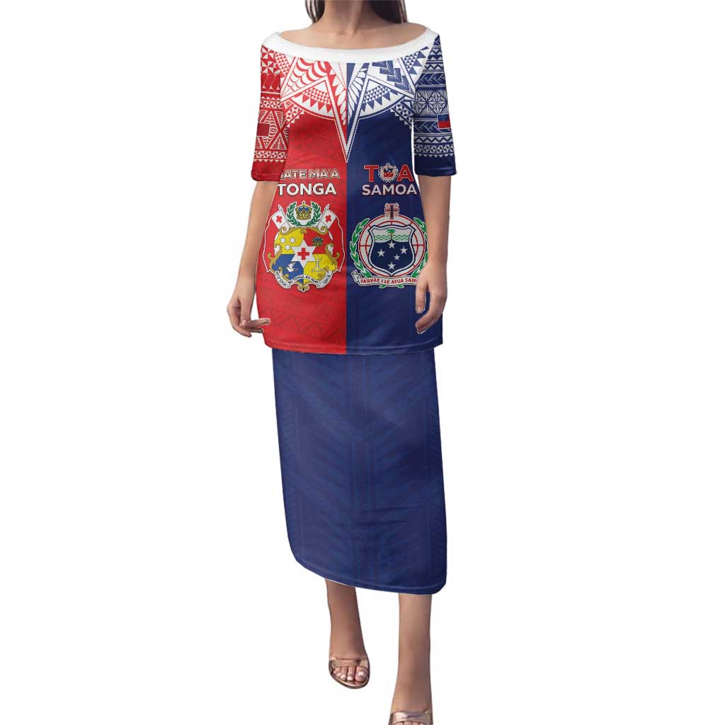 Custom Rugby Samoa And Tonga Family Matching Puletasi and Hawaiian Shirt Toa Samoa With Mate Maa - Polynesian Pride