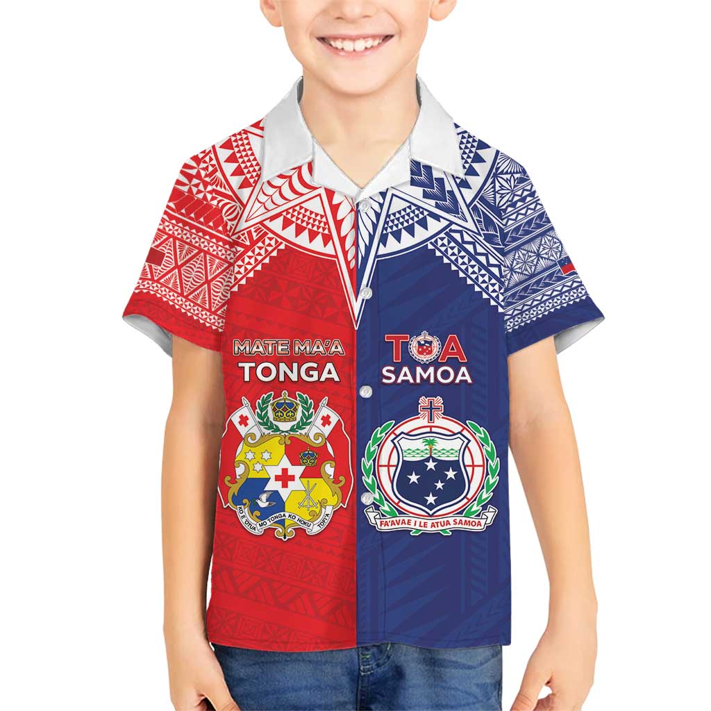 Custom Rugby Samoa And Tonga Family Matching Puletasi and Hawaiian Shirt Toa Samoa With Mate Maa - Polynesian Pride