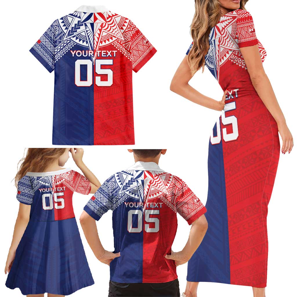Custom Rugby Samoa And Tonga Family Matching Short Sleeve Bodycon Dress and Hawaiian Shirt Toa Samoa With Mate Maa - Polynesian Pride