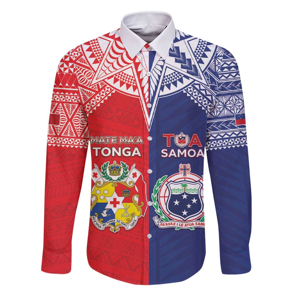 Custom Rugby Samoa And Tonga Family Matching Short Sleeve Bodycon Dress and Hawaiian Shirt Toa Samoa With Mate Maa - Polynesian Pride