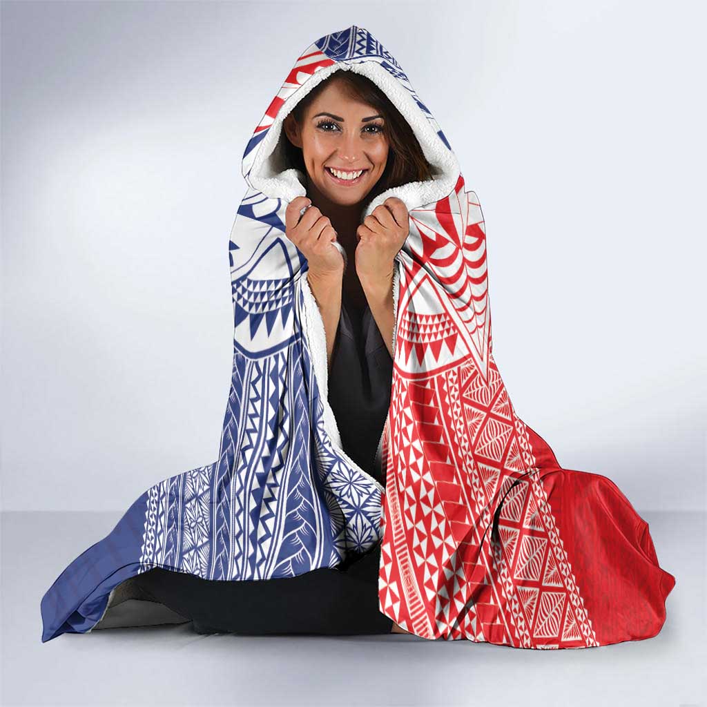 Rugby Samoa And Tonga Hooded Blanket Toa Samoa With Mate Maa - Polynesian Pride
