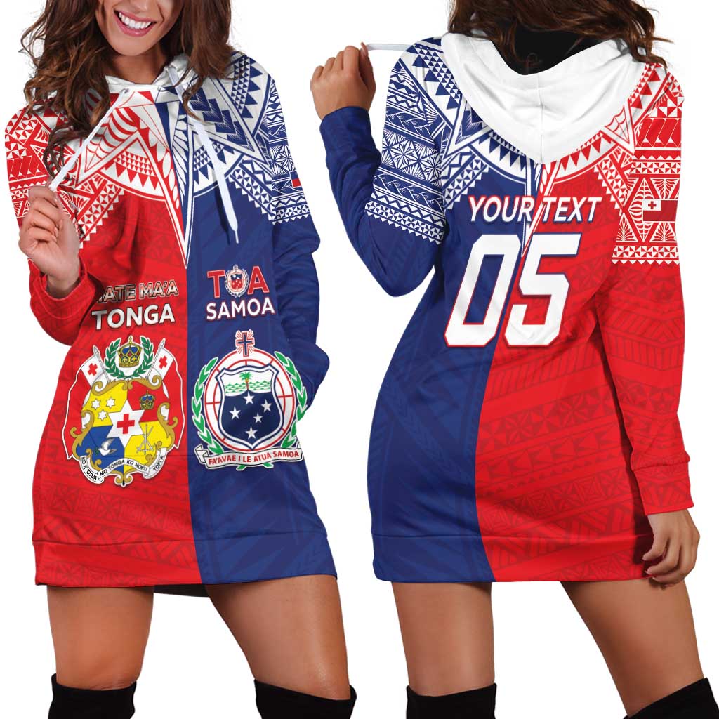 Custom Rugby Samoa And Tonga Hoodie Dress Toa Samoa With Mate Maa - Polynesian Pride