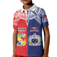 Custom Rugby Samoa And Tonga Kid Polo Shirt Toa Samoa With Mate Maa - Polynesian Pride