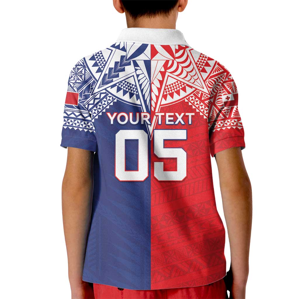Custom Rugby Samoa And Tonga Kid Polo Shirt Toa Samoa With Mate Maa - Polynesian Pride