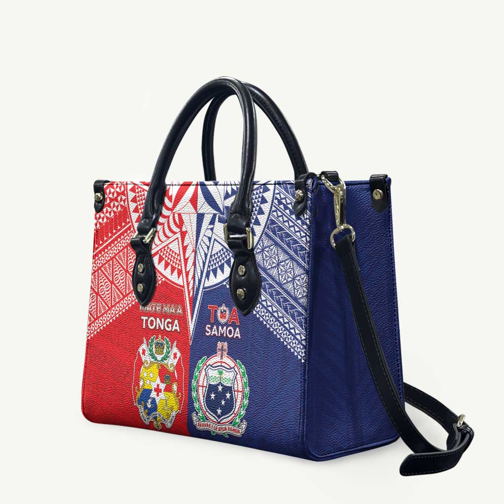 Rugby Samoa And Tonga Leather Bag Toa Samoa With Mate Maa - Polynesian Pride