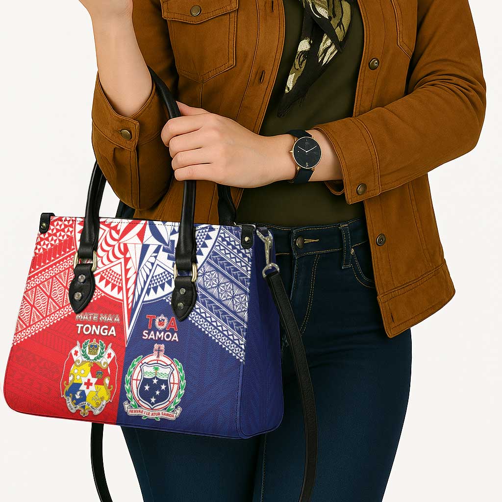 Rugby Samoa And Tonga Leather Bag Toa Samoa With Mate Maa - Polynesian Pride