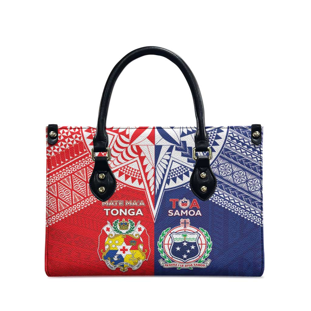 Rugby Samoa And Tonga Leather Bag Toa Samoa With Mate Maa - Polynesian Pride