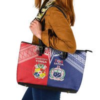 Rugby Samoa And Tonga Leather Tote Bag Toa Samoa With Mate Maa - Polynesian Pride