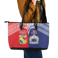 Rugby Samoa And Tonga Leather Tote Bag Toa Samoa With Mate Maa - Polynesian Pride