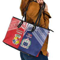 Rugby Samoa And Tonga Leather Tote Bag Toa Samoa With Mate Maa - Polynesian Pride