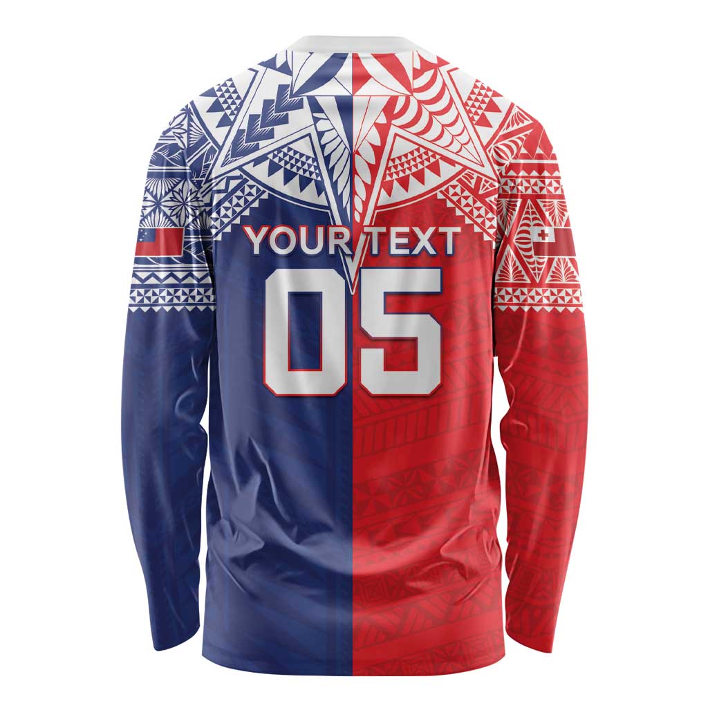 Custom Rugby Samoa And Tonga Long Sleeve Shirt Toa Samoa With Mate Maa - Polynesian Pride