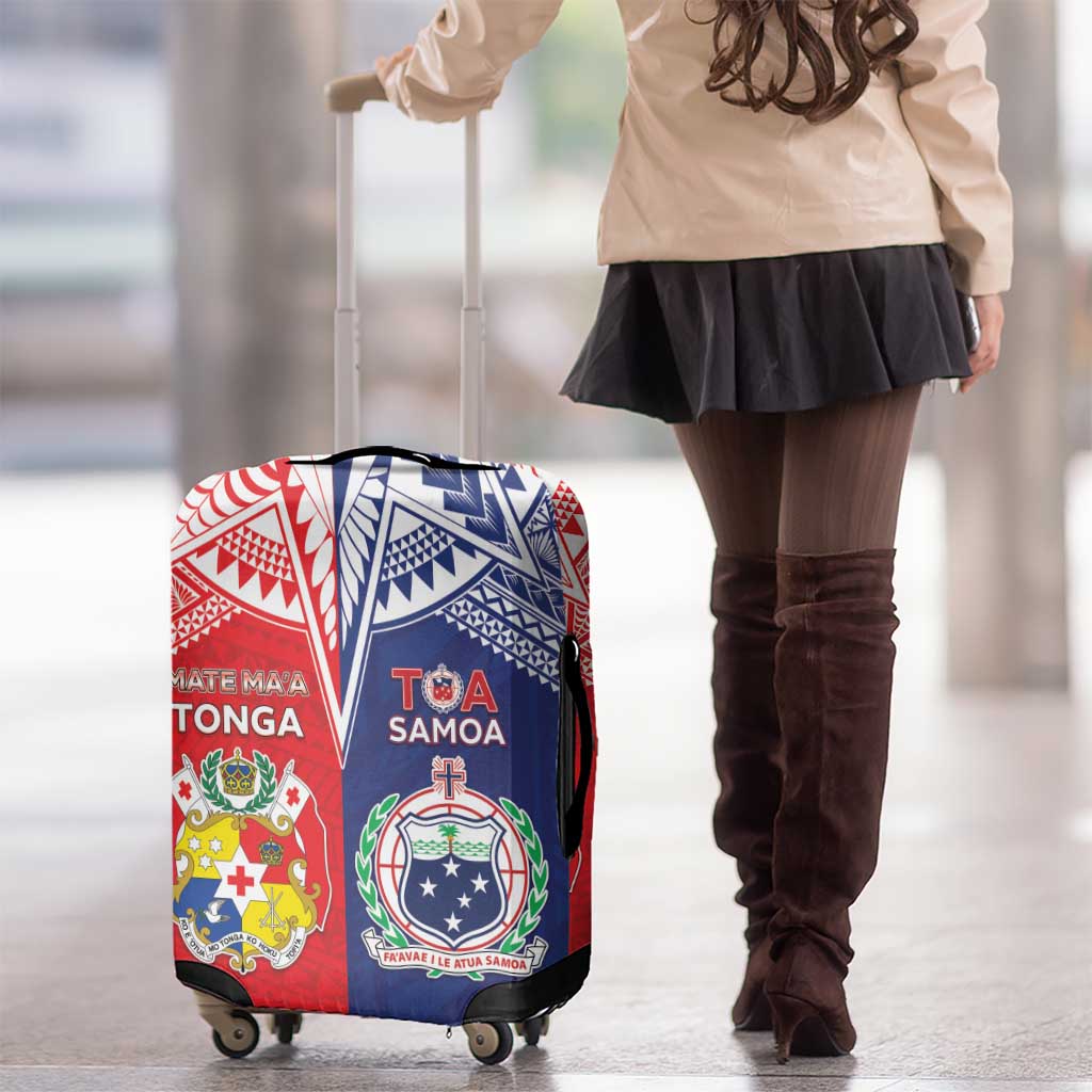 Rugby Samoa And Tonga Luggage Cover Toa Samoa With Mate Maa - Polynesian Pride