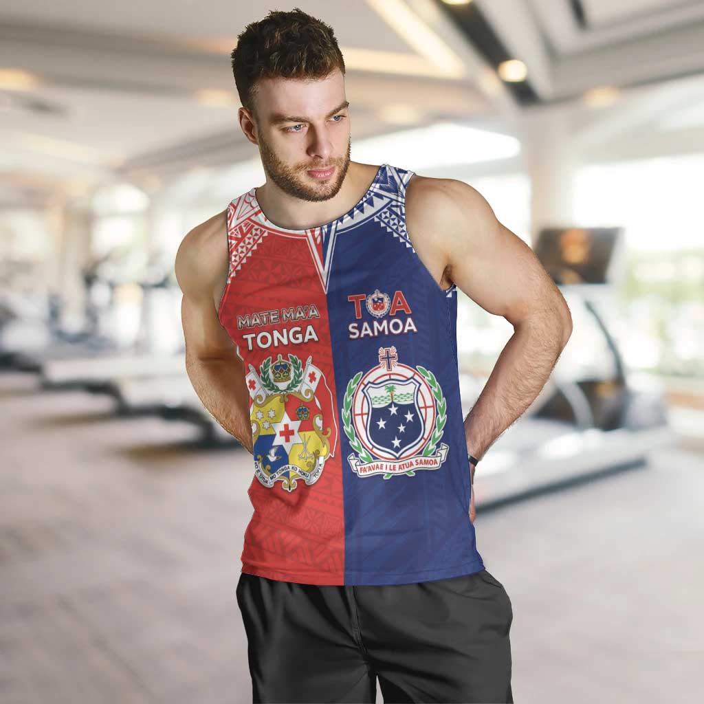 Custom Rugby Samoa And Tonga Men Tank Top Toa Samoa With Mate Maa - Polynesian Pride