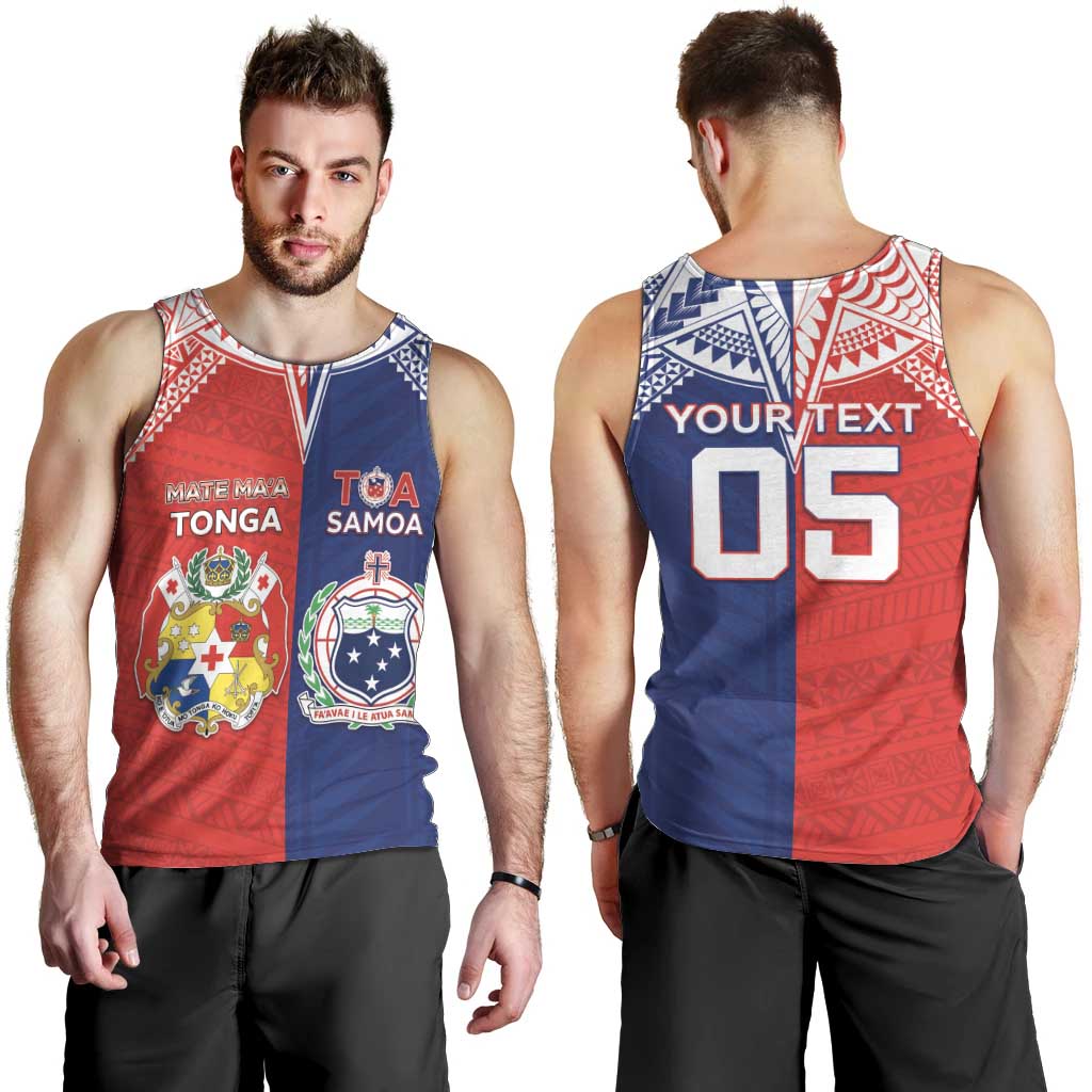 Custom Rugby Samoa And Tonga Men Tank Top Toa Samoa With Mate Maa - Polynesian Pride