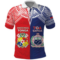 Custom Rugby Samoa And Tonga Polo Shirt Toa Samoa With Mate Maa - Polynesian Pride