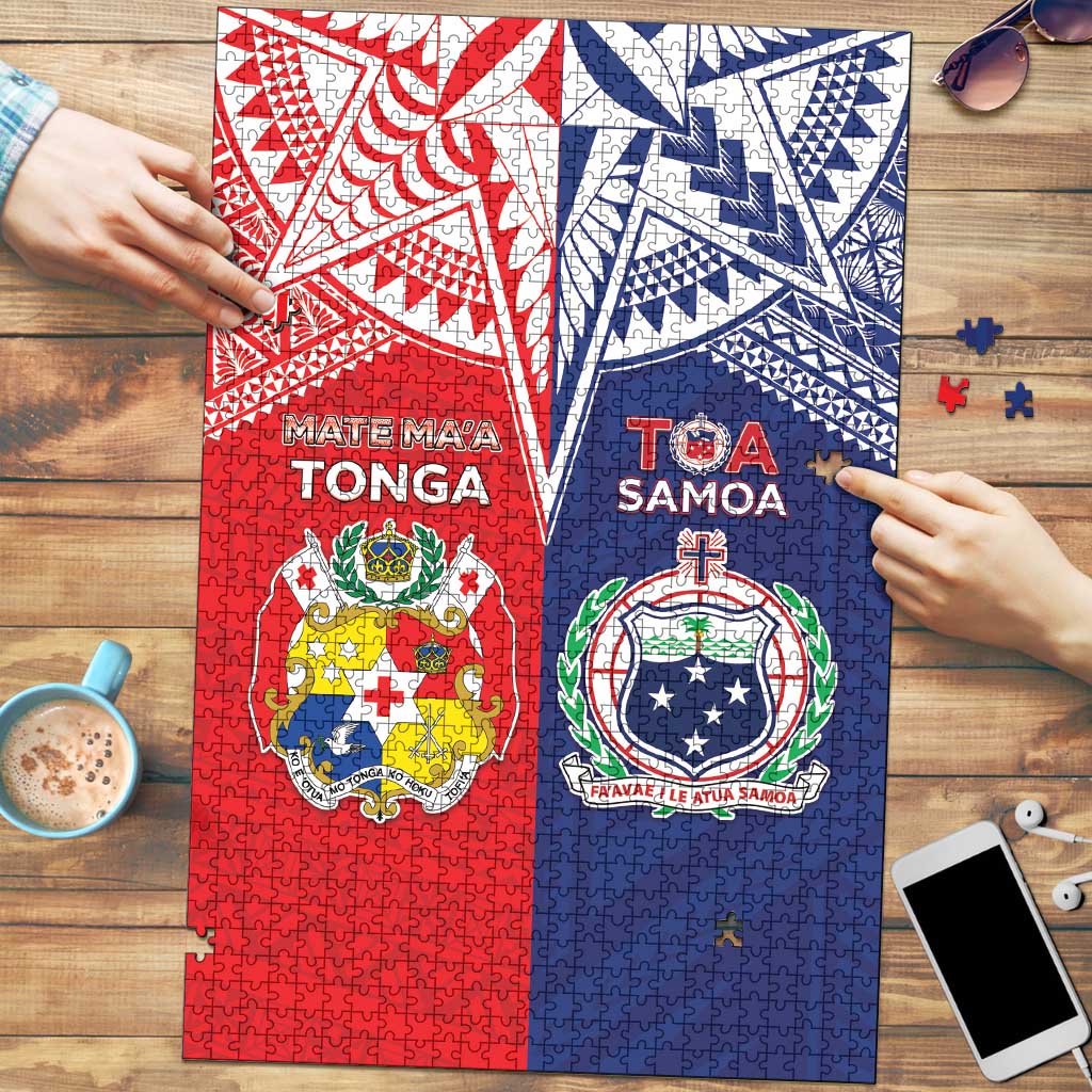 Rugby Samoa And Tonga Puzzle Toa Samoa With Mate Maa - Polynesian Pride