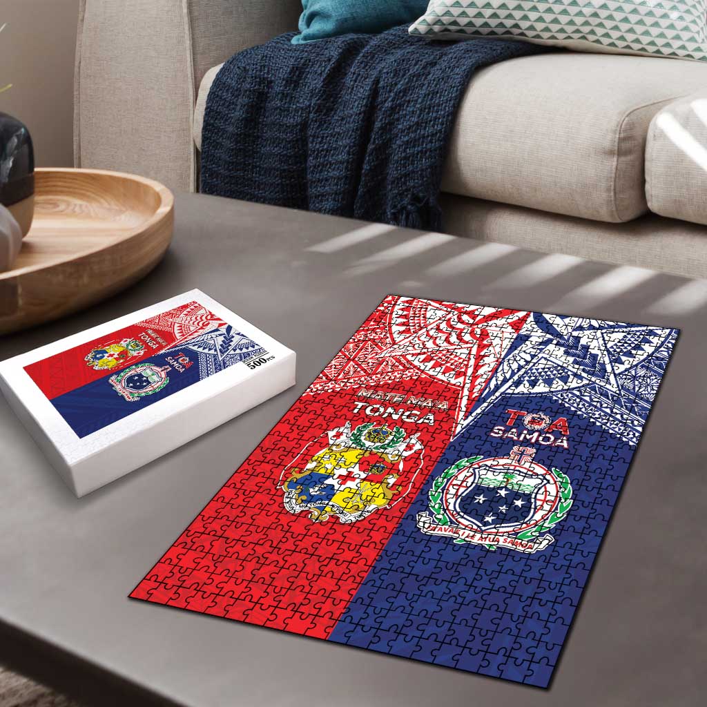 Rugby Samoa And Tonga Puzzle Toa Samoa With Mate Maa - Polynesian Pride