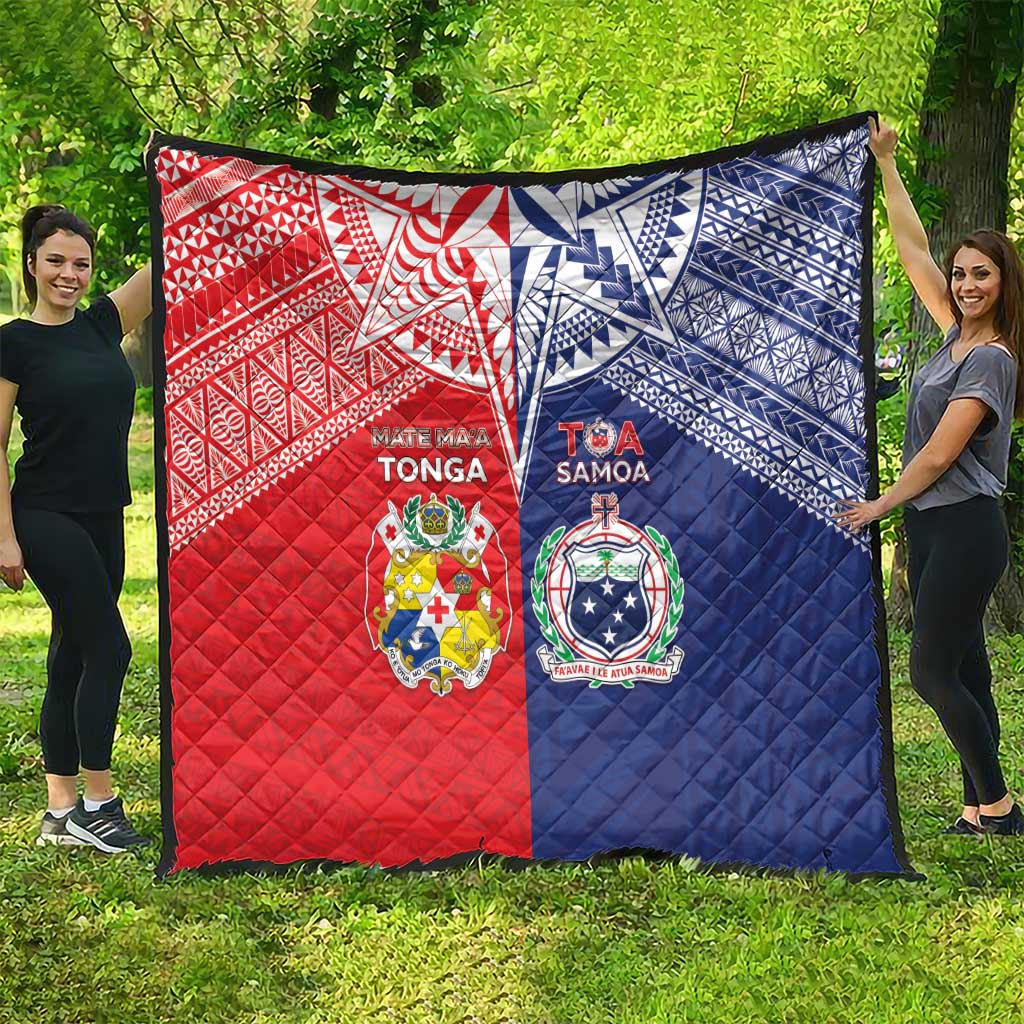 Rugby Samoa And Tonga Quilt Toa Samoa With Mate Maa - Polynesian Pride