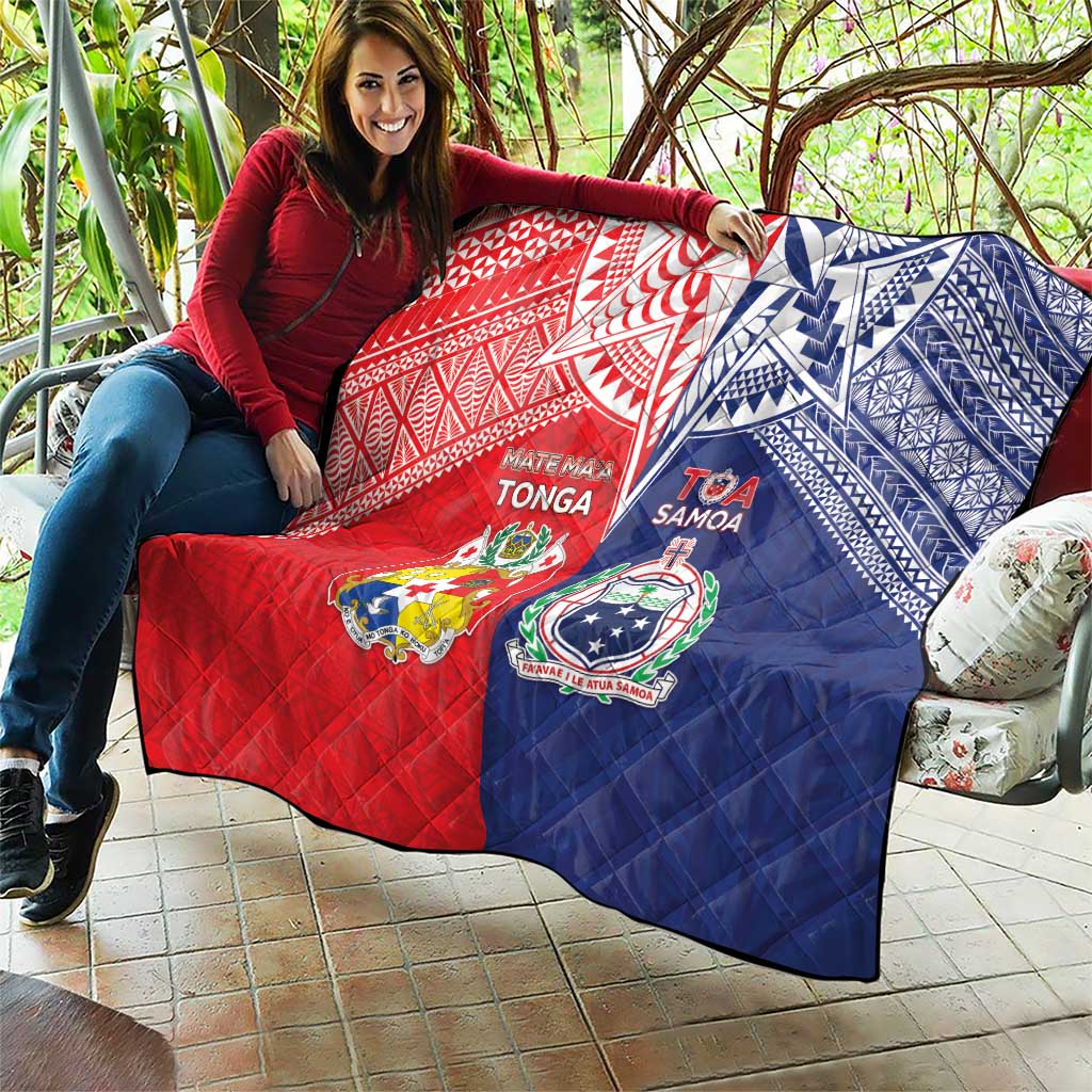 Rugby Samoa And Tonga Quilt Toa Samoa With Mate Maa - Polynesian Pride